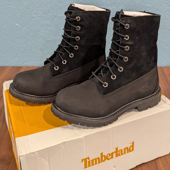 Timberland 6" Women's Mid Boot Roll Fold-Down Teddy Fleece 6.5 - Picture 4 of 7